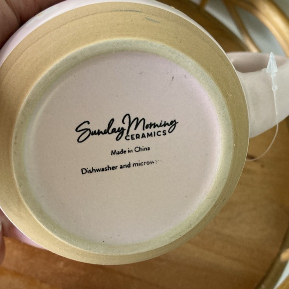 Gigi Coffee Mug Sunday Mornings Hand Painted Stoneware Daisy Floral MOD feminine - Picture 3 of 8